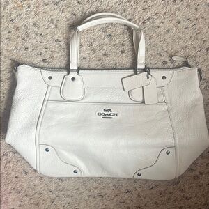 Coach White Leather Tote Bag